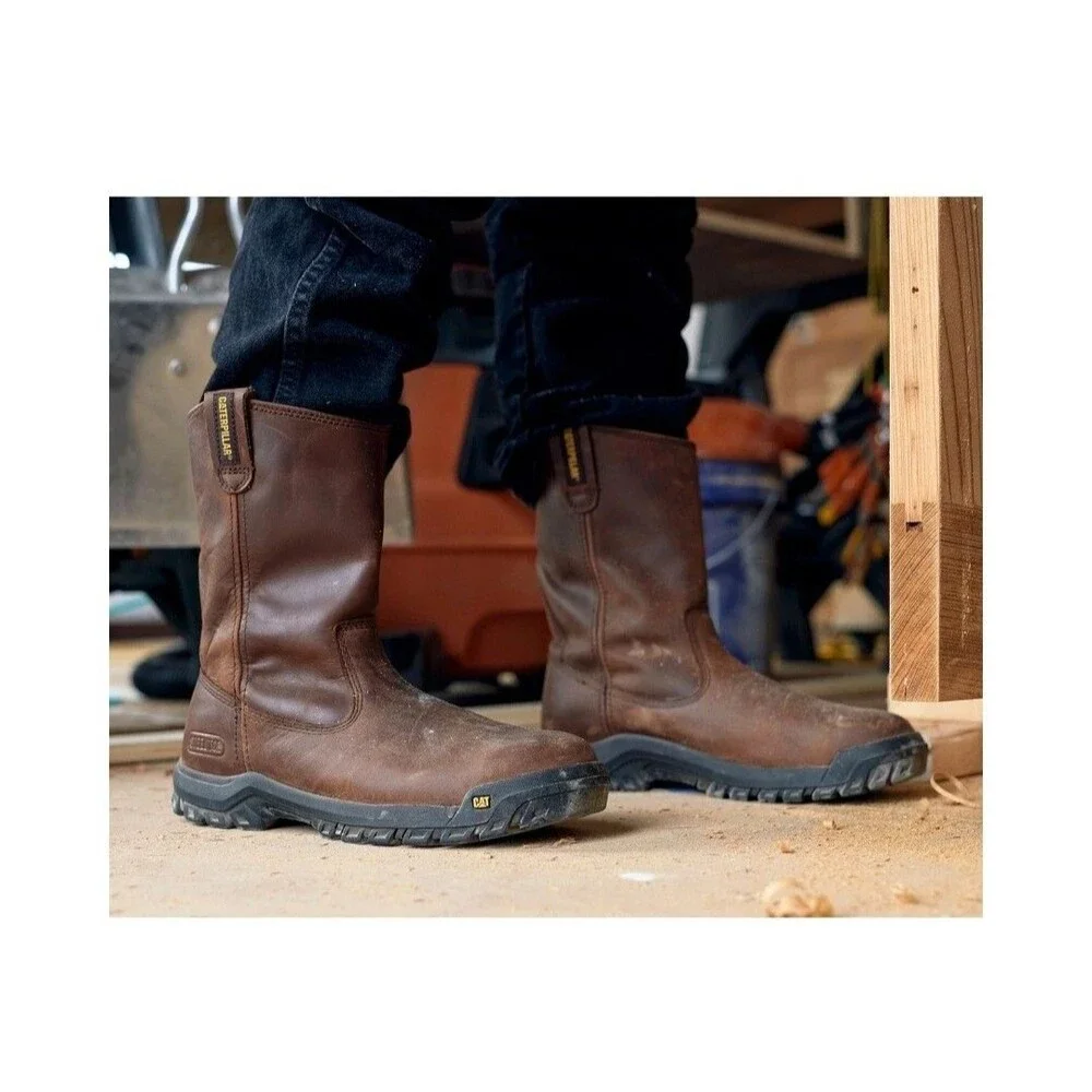 Caterpillar Cat Mens Drawbar Steel Toe Work Boots Brown Size 9.5